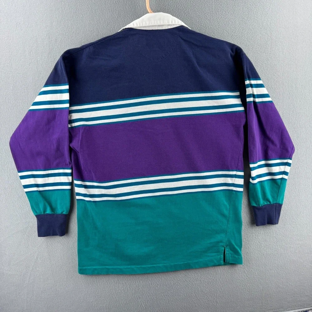Vintage Chaps Ralph Lauren Rugby Shirt Mens Large Striped Cotton Polo 90s